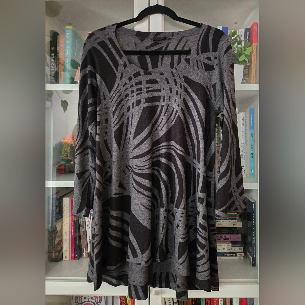 Host Pick Nally & Millie Abstract Print Scoop Neck 3/4 Sleeve Swing Tunic